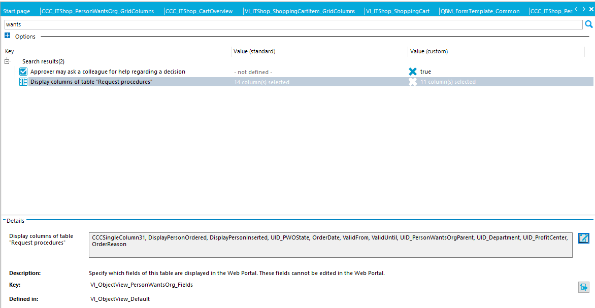 CCC help regarding a decision GndCcu Comm lccc b x Appro"r ask a columns Of 'Req u p not defined Displaypemlnsuted, UlD_PWOState, OrduDate, WidFm, WdUntil, ulD_ProtitCentU, Specifi which fields ot this table displaßd the Web "use fields QMOt be edited the Web VI. ObjutViu.Defun 